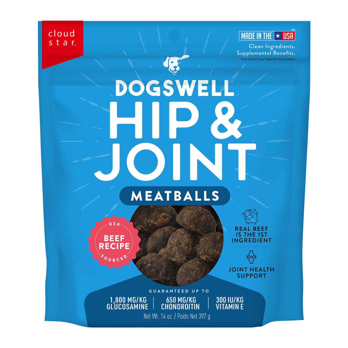 Dogswell Hip & Joint Meatballs Beef-14 oz Bag