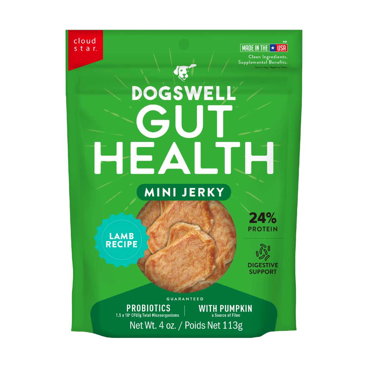 Dogswell Gut Health Mini Jerky Lamb-4 oz Bag