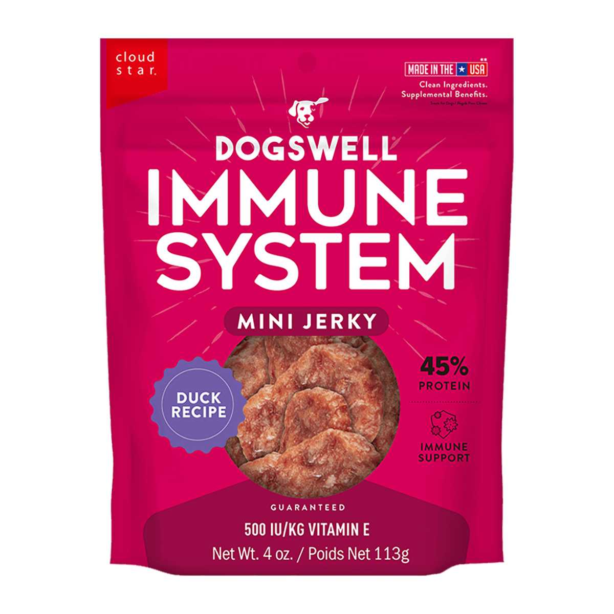 Dogswell Immunity & Defense Grain Free Mini Jerky-Duck-4 oz Bag