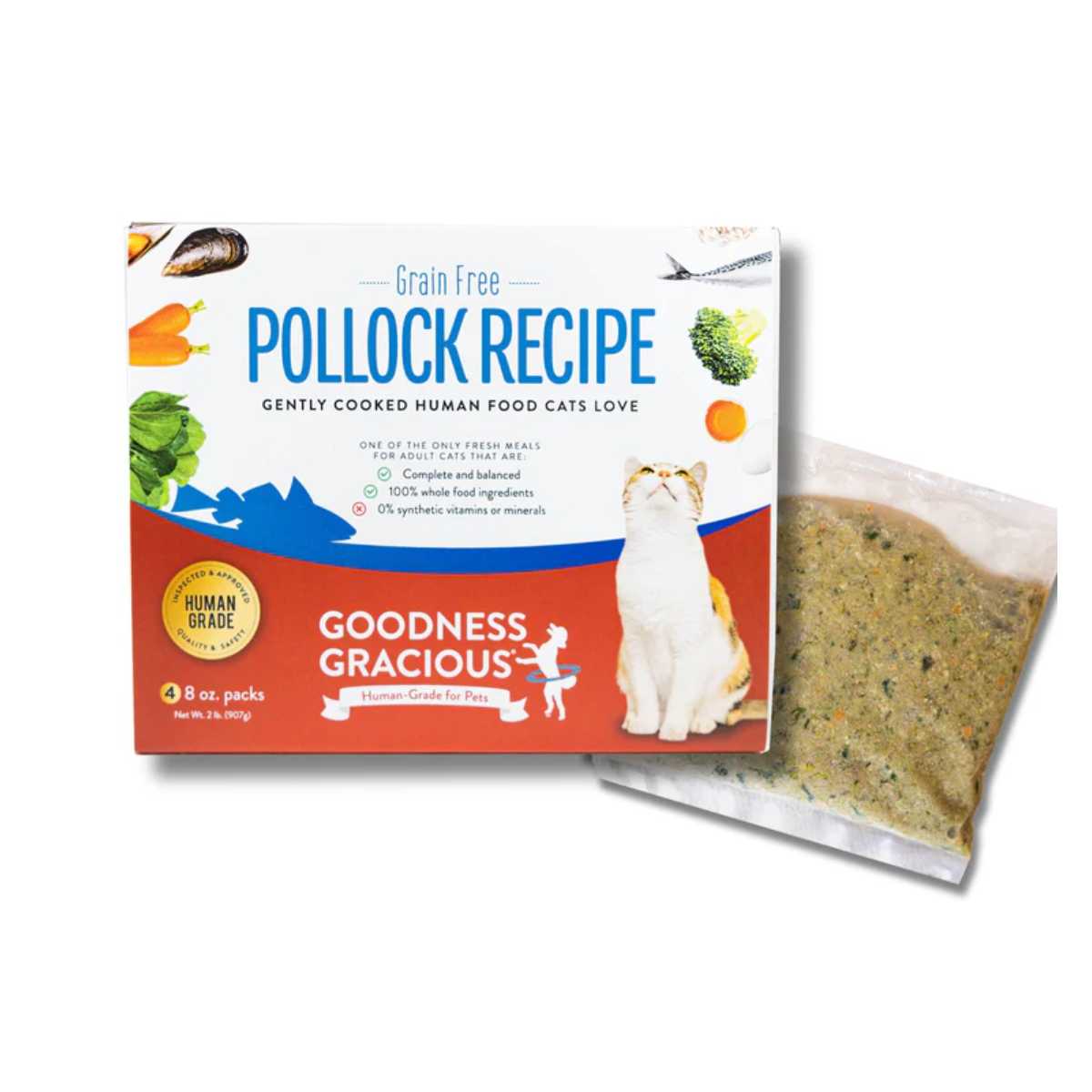 Goodness Gracious Gently Cooked Grain Free Pollock Recipe for Cats-4/ 8 oz Packs