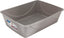 Gray plastic Basic Litter Pan with a label showing a cat, viewed from the front.