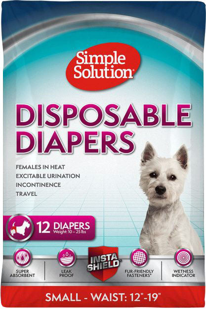 Simple Solution Disposable Dog Diapers for Female Dogs | Super Absorbent Leak-Proof Fit | Small | 12 Count