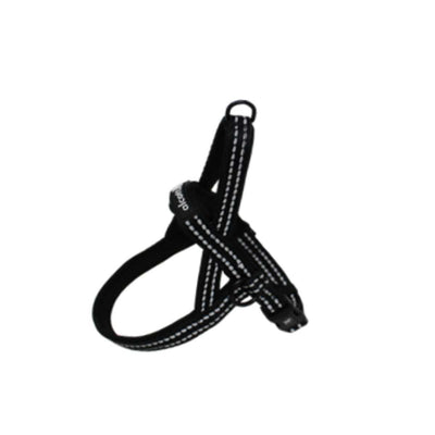 Black Alcott Norwegian Harness, small size, close-up view of the strap and metal ring