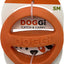 Packaged orange DOGGi Catch & Carry dog toy in small size, front view on retail card.
