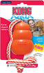 Packaged Kong Aqua dog toy, orange, large size, with rope attached, on retail card.