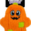 Packaged Kong Halloween Snuzzles plush toy, orange with green accents, front view.