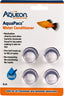 Packaged Aqueon Aquapacs Water Conditioner with four clear balls in a blister pack.