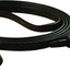Close-up of black leather Gatsby Flat Plain Reins with metal rings and adjustable strap.