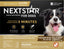 Front view of Nextstar Flea & Tick Topical for Dogs packaging showing a black and white dog.
