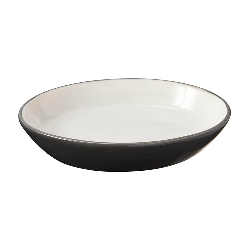 SPOT Two Tone Gray Oval Cat Food Dish - Ceramic Plate with Low Edges, Saucer with Whisker-Friendly Shape and Low-Profile Sides, Ideal for Wet or Dry Cat Food, Dishwasher Safe, 6 inch (1 Cup- 8 Oz)