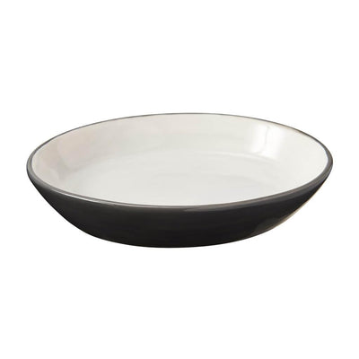 SPOT Two Tone Gray Oval Cat Food Dish - Ceramic Plate with Low Edges, Saucer with Whisker-Friendly Shape and Low-Profile Sides, Ideal for Wet or Dry Cat Food, Dishwasher Safe, 6 inch (1 Cup- 8 Oz)