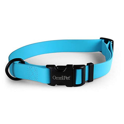 OmniPet Waterproof Dog Collar Quick Release Buckle - Strong Coated Nylon Webbing Odor-Proof for Easy Care, Easy to Clean Fits Small Medium - Large Dogs - Light Blue 1" Neck Circumference 18-26