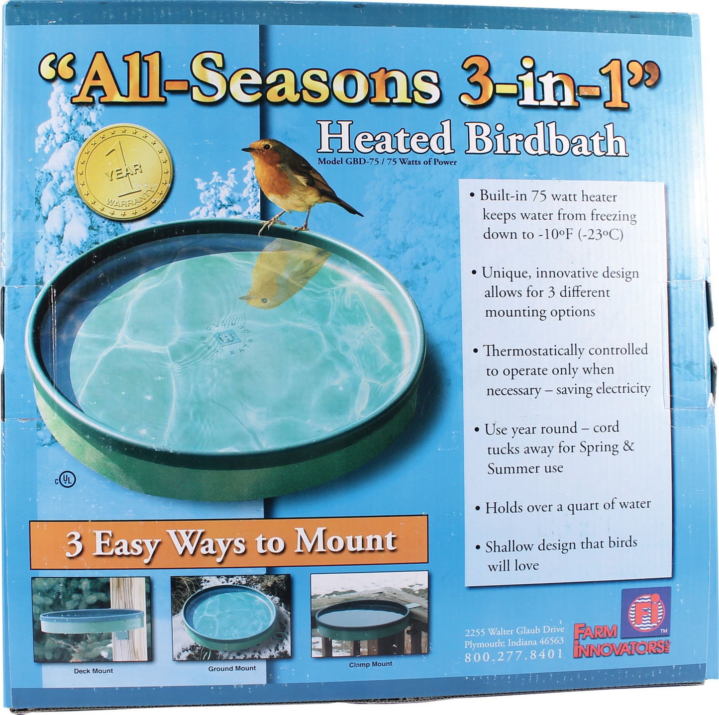 All Seasons 3-In-1 Heated Birdbath