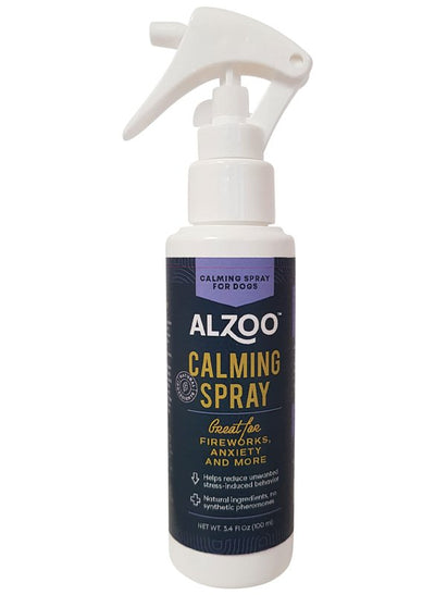 ALZOO Natural Comforting, Relaxing, and Calming Spray for Dogs for Controlling Unwanted Behavior, Reducing Stress and Anxiety for Vet Visits, Travel, and Boarding, Made in USA (3.4 oz)