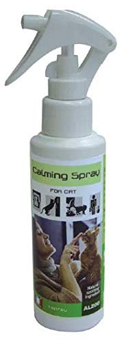 ALZOO Natural Comforting, Relaxing, and Calming Spray for Cats for Controlling Unwanted Behavior, Reducing Stress and Anxiety for Vet Visits, Travel, and Boarding, Made in USA (3.4 oz)