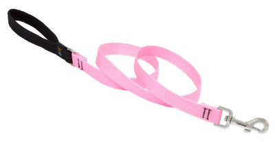 Dog Leash by Lupine in 3/4" Wide Pink 6-Foot Long with Padded Handle