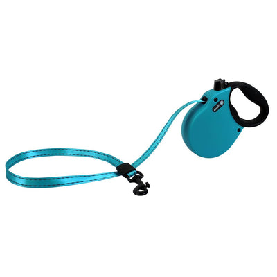 Alcott Adventure Retractable Reflective Belt Leash, 10' Long, Extra Small for Dogs Up to 25 lbs, Blue with Black Soft Grip Handle,RLSH AA XS BL