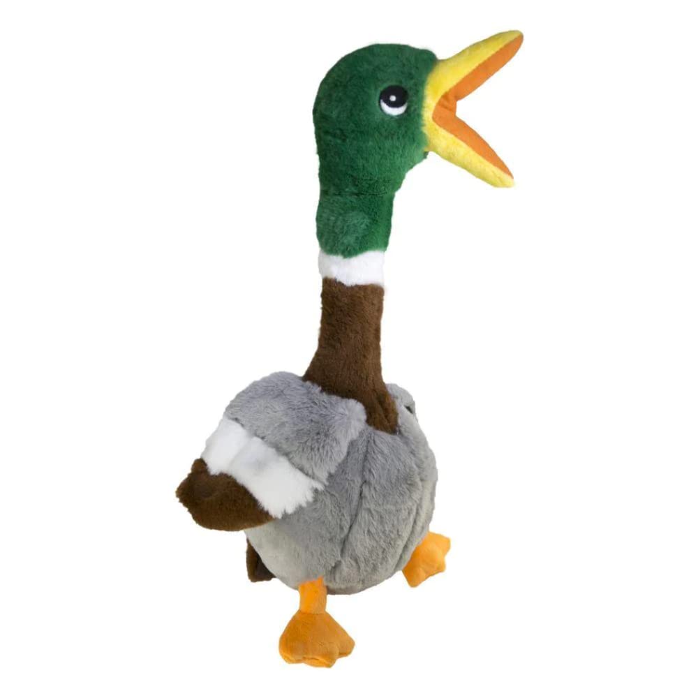 KONG Shakers Honkers Duck - Long Plush Toy with Low Tone Squeaker (Large)