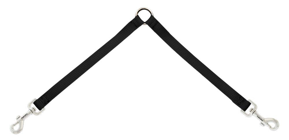 Coupler for Walking Two Medium or Larger Dogs Together, 3/4" Wide Black by Lupine, 24" Long