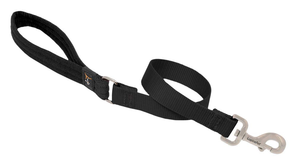 Traffic Leash by Lupine in 1" Wide Black 2-Foot Long with Padded Handle