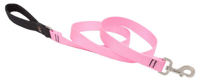 Dog Leash by Lupine in 1" Wide Pink 6-Foot Long with Padded Handle