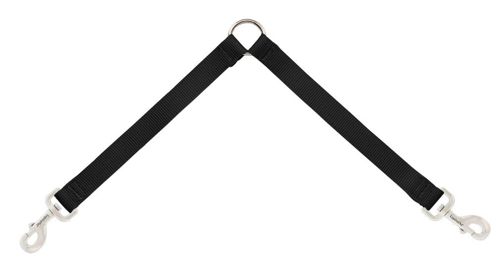 Coupler for Walking Two Medium or Larger Dogs Together, 1" Wide Black by Lupine, 24" Long