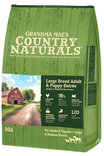 Grandma Mae's Country Naturals Grain Inclusive Dry Dog Food 14 LB Large Breed Chicken & Whitefish