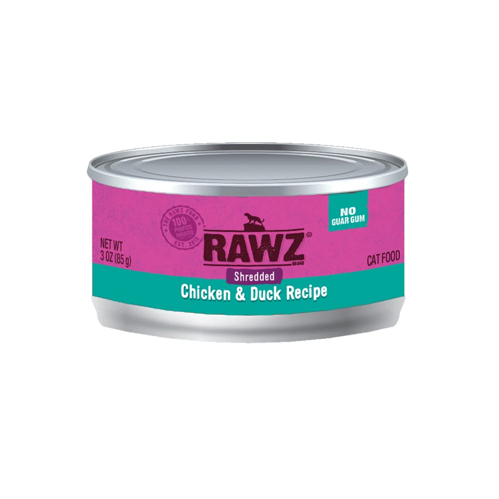 RAWZ, Shredded Chicken & Duck Recipe Adult Canned Cat Food, 3 Ounce