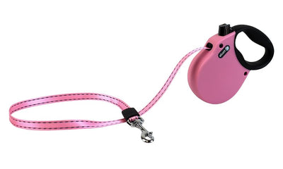 Alcott Adventure Retractable Reflective Belt Leash, 10' Long, Extra Small for Dogs Up to 25 lbs, Pink with Black Soft Grip Handle,RLSH AA XS PK