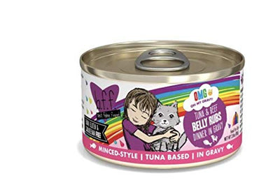 Weruva BFF OMG Belly Rubs Tuna Beef Wet Cat Food, 2.8oz can, case of 12