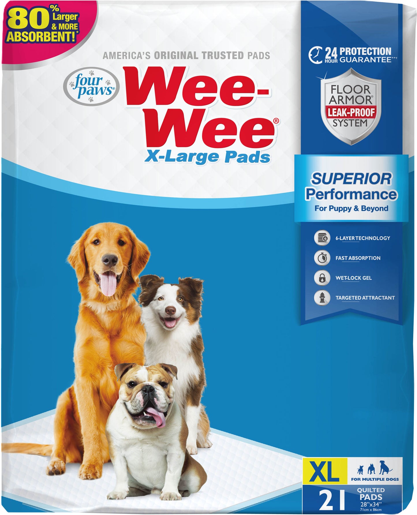 Wee-Wee Pads With Barrier Edge Xl