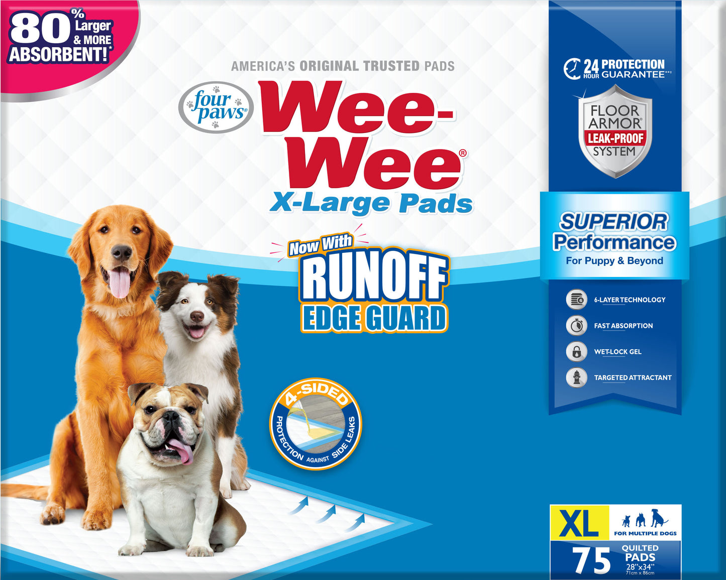 Wee-Wee Pads With Barrier Edge Extra Large