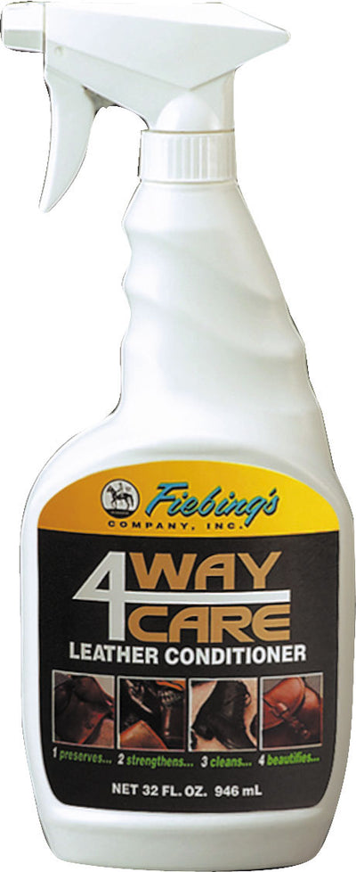 Fiebing's 4-Way Care Leather Conditioner Spray, 32 fl oz, front view of packaged product
