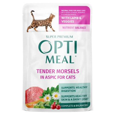 Optimeal Tender Morsels in Aspic with Lamb & Veggies Wet Cat Food, 3 oz Pouch
