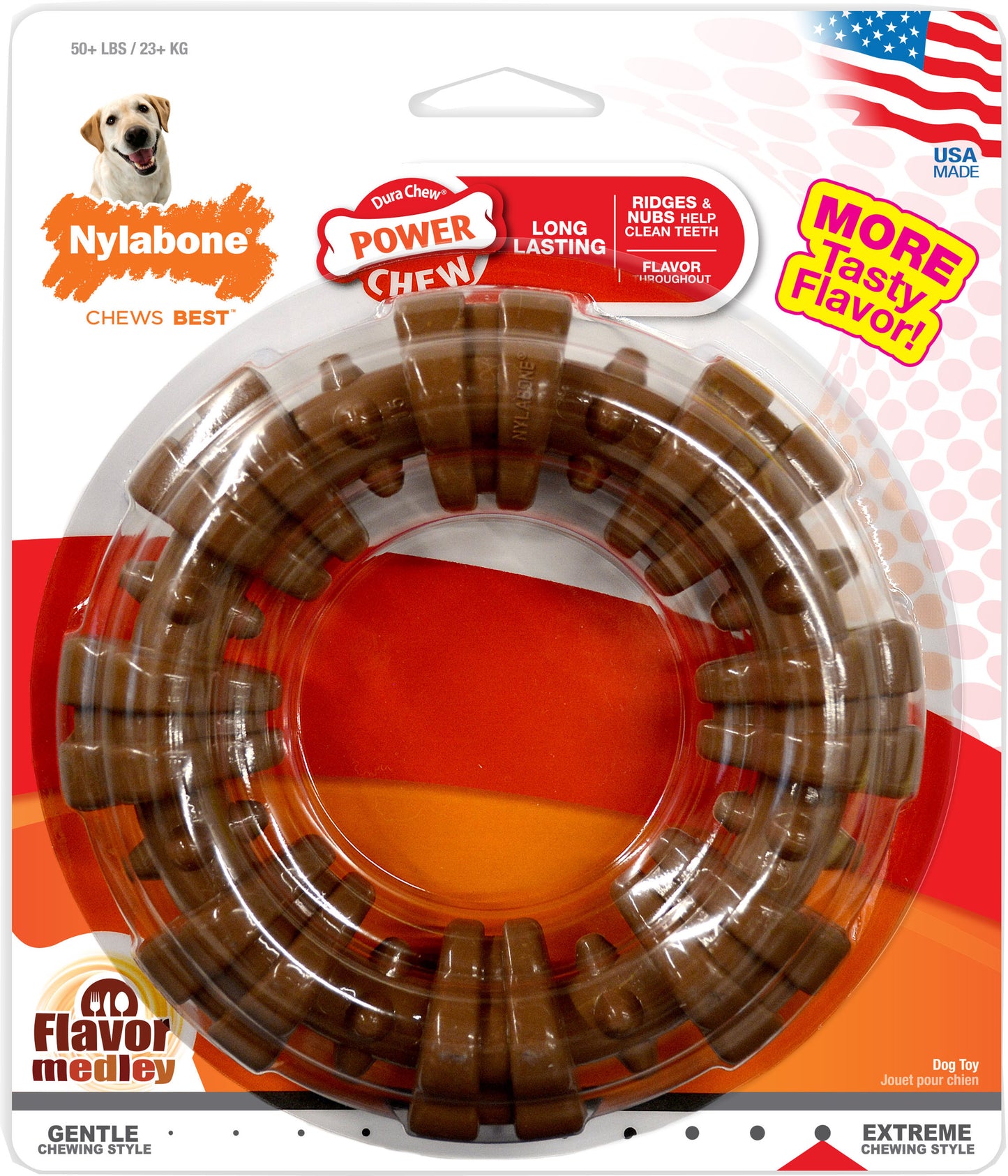NYLABONE POWER CHEW TEXTURED RING
