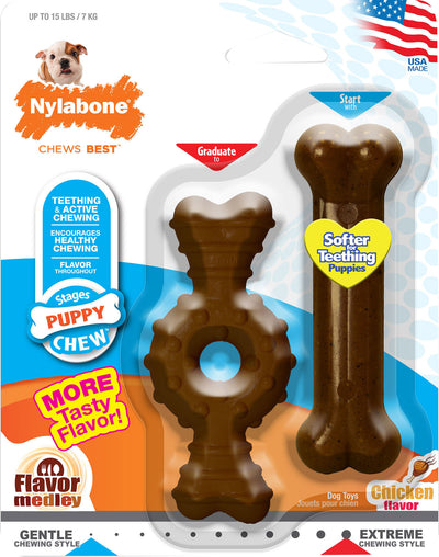 Nylabone Puppy Chew Textured Ring & Bone