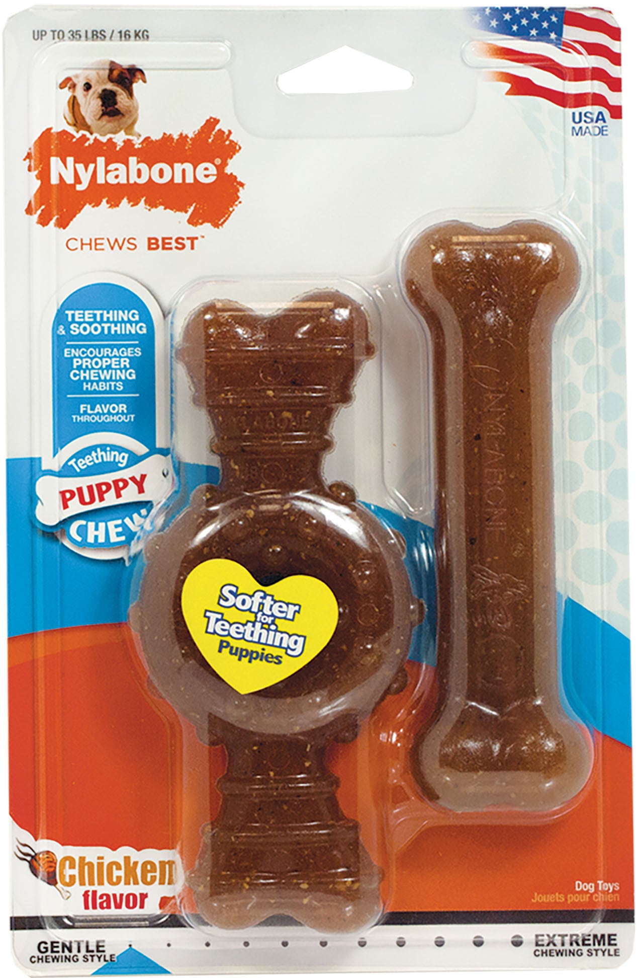 Nylabone Puppy Chew Textured Ring & Bone