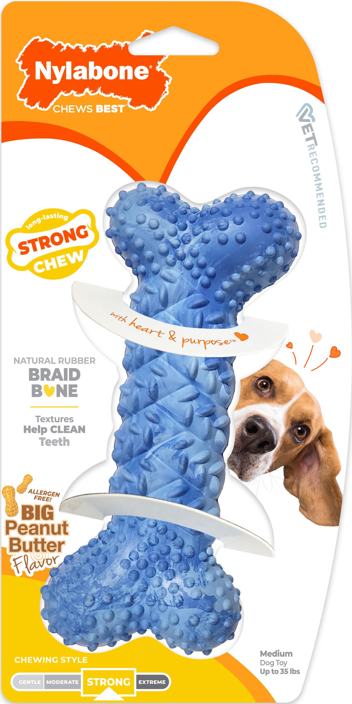 NYLABONE STRONG CHEW RUBBER BRAID BONE