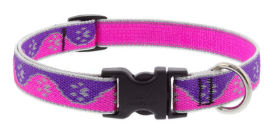 Lupine Reflective Dog Collar 3/4" Wide Pink Paws Adjusts from 13" to 22"