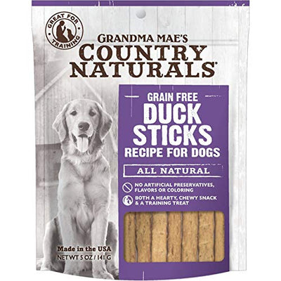 Grandma Mae's Grain-Free Duck Sticks, 5 Ounces, All Natural Dog Training Treats Made in The USA