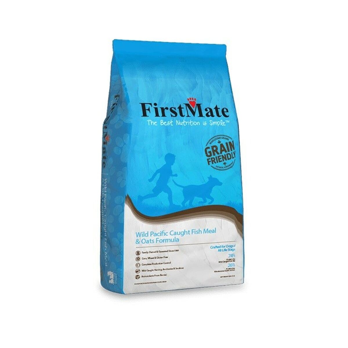 FirstMate Wild Pacific Caught Fish and Oats Formula, 5 Pound Grain Friendly Diet for Dogs