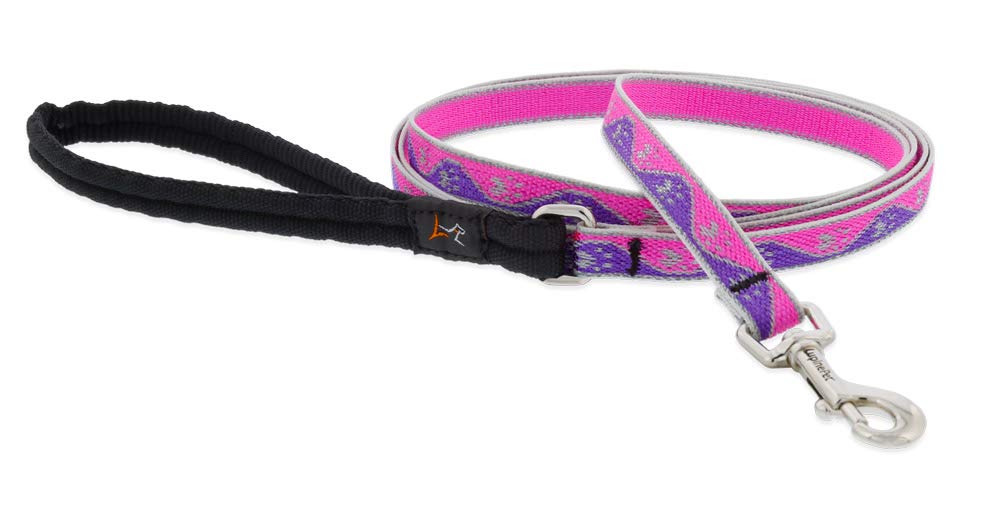 Lupine Reflective Dog Leash 6-Foot by 1/2" Wide Pink Paws