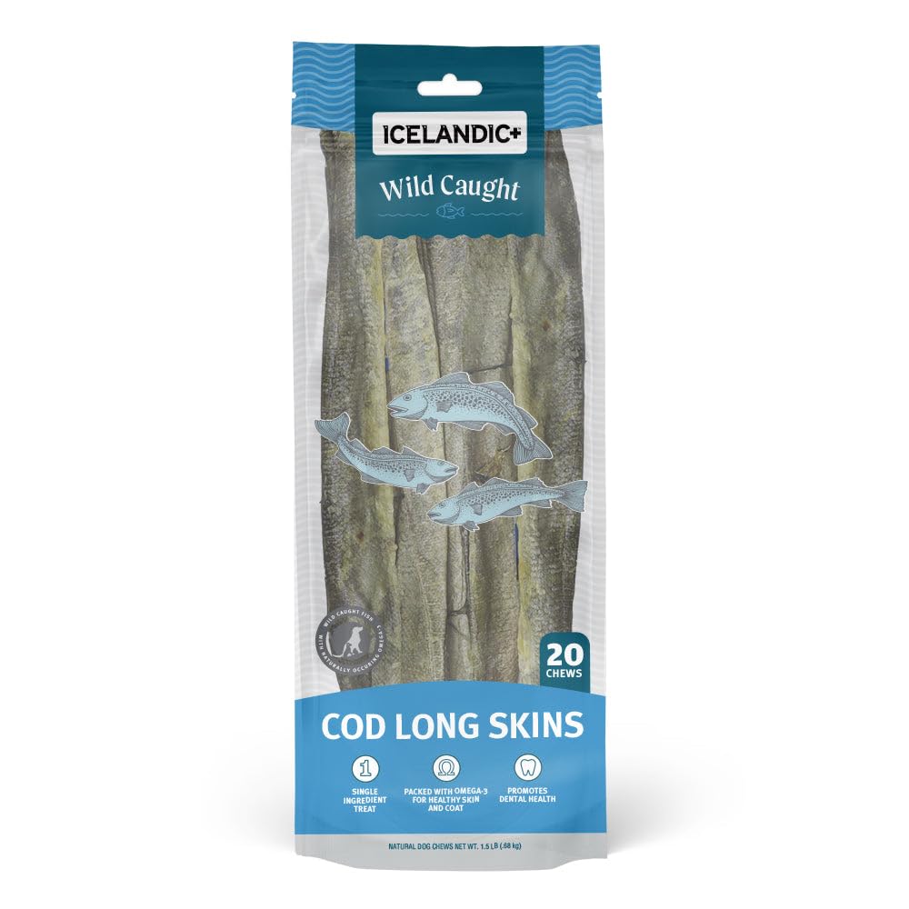 Icelandic+, Cod Long Skin Sticks Fish Dog Treat Bag