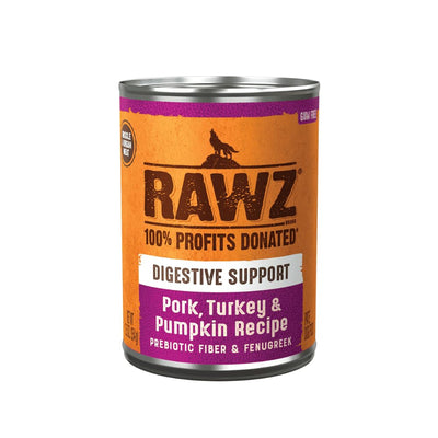 Rawz Natural Pet Food, Digestive Support Canned Dog Food, 12.5 Ounce (Pork/Turkey & Pumpkin) Case of 12 Cans