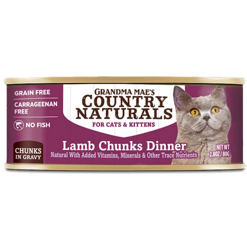 Country Naturals Grandma Mae's Lamb Chunks Dinner Case of 24-2.8 Oz Cans Cat Food