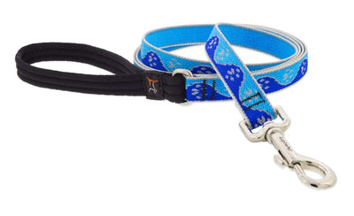 Lupine Reflective Dog Leash 6-Foot by 3/4" Wide Blue Paws