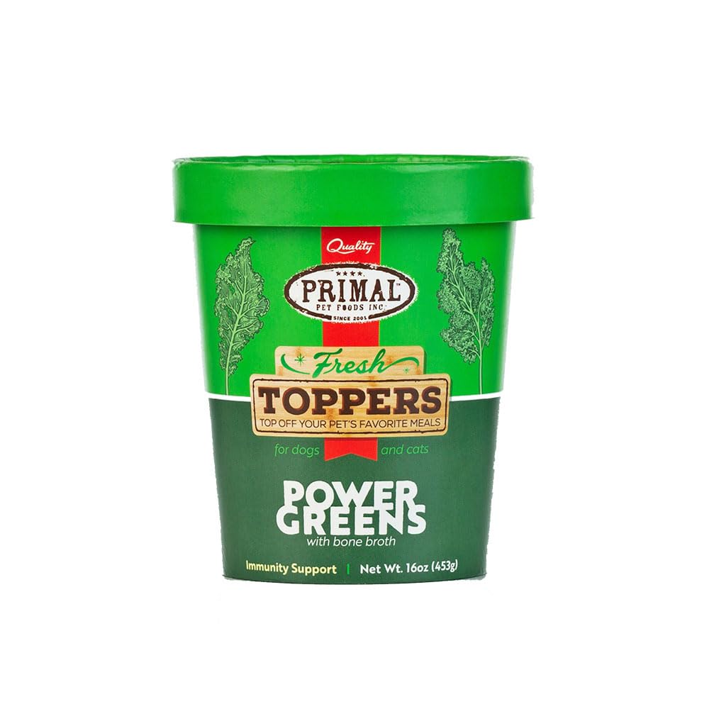 Primal, Fresh Toppers Power Greens Whole Food Supplement for Dogs & Cats, 16 Ounce