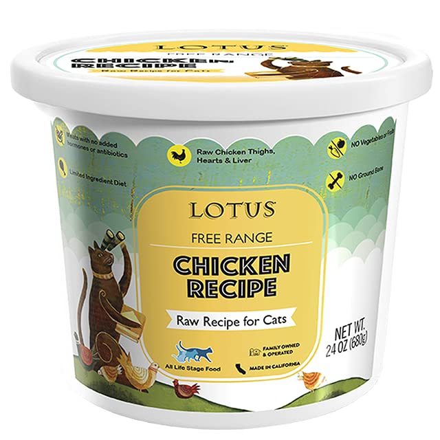 Lotus, Free Range Chicken Raw Frozen Cat Food, 24 Ounce