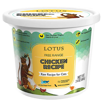 Lotus, Free Range Chicken Raw Frozen Cat Food, 24 Ounce