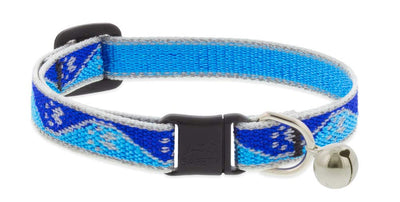 Lupine Reflective Cat Safety Collar with Bell 1/2" wide Blue Paws Adjusts 8" to 12"